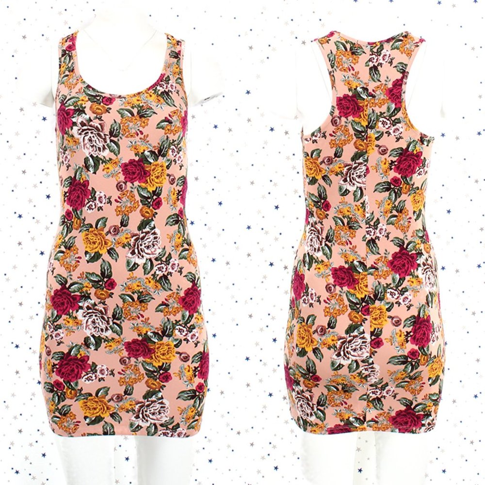Floral Print Mini Bodycon Dress Mauve